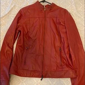 Red leather jacket